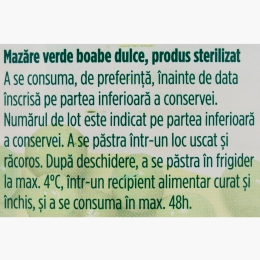 Mazăre verde boabe dulce 800g