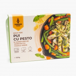 Pui cu pesto, morcovi și fasole verde 320g