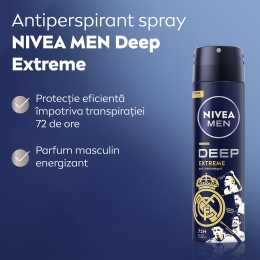 Deodorant spray pentru bărbați Men Deep Extreme, ediție limitată Real Madrid 150ml