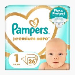 Scutece Premium Care, mărimea 1, 2-5kg, 26 buc