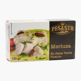 Merluciu în sos verde picant 120g