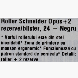 Roller Opus negru + 2 rezerve cerneală