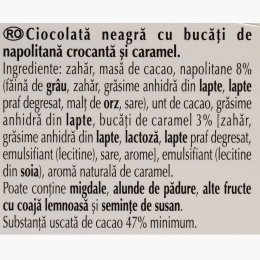Ciocolată neagră cu bucăți de napolitană și caramel Excellence, 100g
