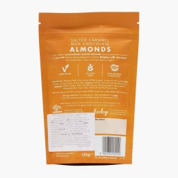 Migdale caramelizate, cu sare de mare, în ciocolată belgiană cu lapte 120g