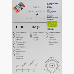 Vin alb demisec eco Aligote, 14%, bag-in-box, 2l