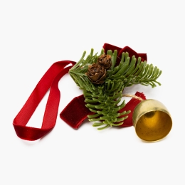 Ornament de brad Fundă de Crăciun cu clopoțel, 10x10cm, roșu