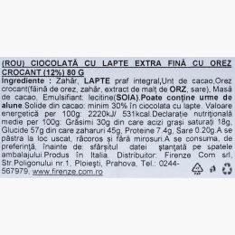 Ciocolată cu lapte extrafină, cu orez crocant 80g