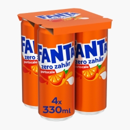 Băutură carbogazoasă de portocale zero zahăr, doză 4x330ml