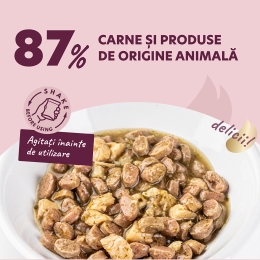 Hrană umedă pentru pisici, cu felii din carne de rață, file de pui și spanac în sos, 85g