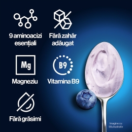 Produs lactat fermentat cu afine și îndulcitori, bogat în proteine, 0.1% grăsime, 160g