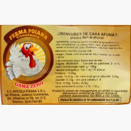 Crenvurști de casă de curcan, afumați 260g