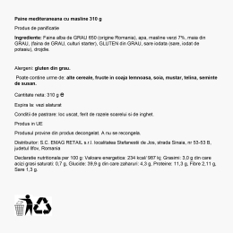 Pâine mediteraneană cu măsline 310g