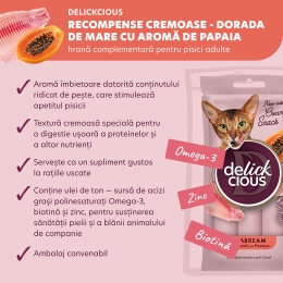 Recompense cremoase pentru pisici, cu doradă și aromă de papaya, 4x15g