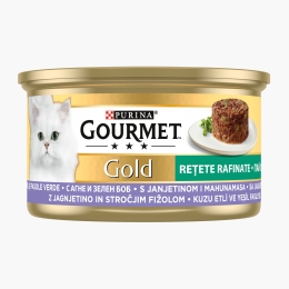 Hrană umedă pentru pisici, 85g, Rețetă rafinată cu miel și fasole verde