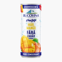 Apă minerală cu aromă de măr și mango, fără zahăr adăugat, 330ml