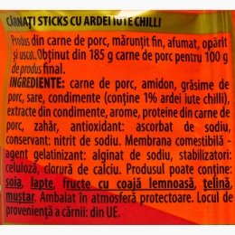 Cârnați sticks cu chilli 50g