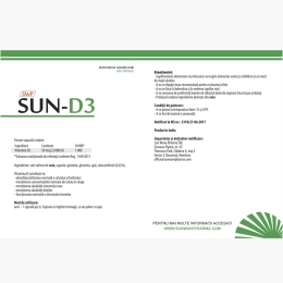 Sun-D3, supliment alimentar cu vitamina D3, 60 capsule
