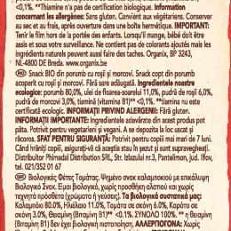 Snack ecologic din porumb cu roșii și morcovi, 7+ luni, 20g