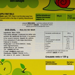 Rulou natural din mere fără zahăr 120g