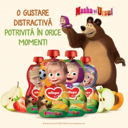 Piure de mere, pere, banane, caise Masha & ursul, +6 luni 100g