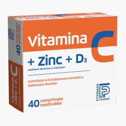 Vitamina C + Zinc + D3, 40 comprimate masticabile