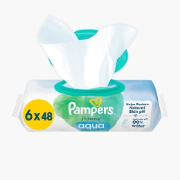 Șervețele umede Harmonie Aqua, 0%  plastic, 6 pachete x 48, 288 buc