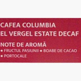 Columbia El Vergel Estate 250g, cafea de specialitate decofeinizată boabe