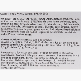 Pâine albă feliată Royal, fără gluten, 250g