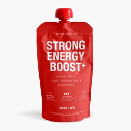 Piure cu măr, pară, fructul pasiunii & guarana Strong Energy Boost 180g
