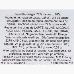 Ciocolată neagră 72% cacao 100g  