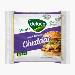 Brânză topită felii cu cheddar 140g