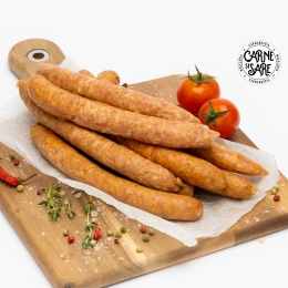 Cârnați cu boabe de muștar afumați cu lemn de cireș și măr 500g