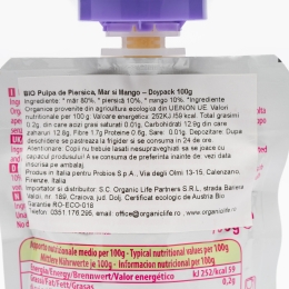 Piure de piersică, măr și mango eco 100g