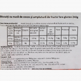 Biscuiți cu nucă de cocos și umplutura de fructe fără gluten 240g