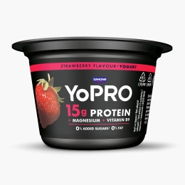 Produs lactat fermentat cu căpșuni, bogat în proteine, fără zahăr adăugat și fără grăsimi 160g