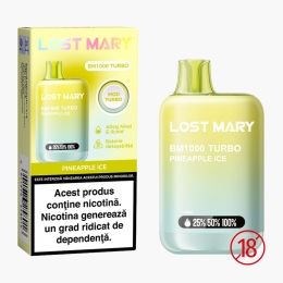 Țigară electronică de unică folosință BM1000 Turbo Pineapple Ice, 2ml, 2% nicotină, 1000 pufuri