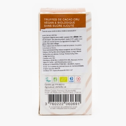 Trufe de cacao crudă cu alune, vanilie și curmale, eco 55g