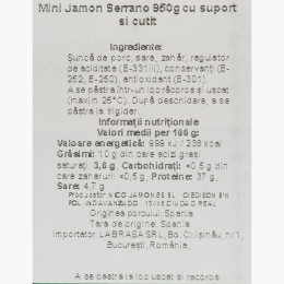Mini Jamon Serrano cu suport și cuțit 0.95 kg