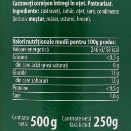 Castraveți cornișon în oțet 500g