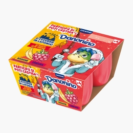 Brânzică de vaci pentru copii cu piure de banană și zmeură 4x50g