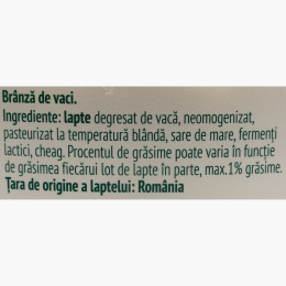 Brânză proaspătă de vacă 1% grăsime 1kg
