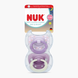 Suzete Day & Night, 6-18 luni, roz, 2 buc