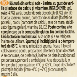 Băutură din ovăz și soia cu aroma de vanilie Barista, 0.75l