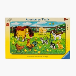 Puzzle-Animale pe pajiște 15 piese 3+ ani