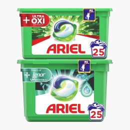 Pachet promo: Detergent de rufe capsule All in One Pods+ Oxi Efect, 25 spălări + Detergent de rufe capsule All in One Pods+ Unstoppables, 25 spălări
