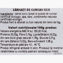 Cârnați eco din carne de curcan 150g