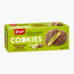 Biscuiți cookies cu ciocolată cu lapte și cremă de fistic 128g