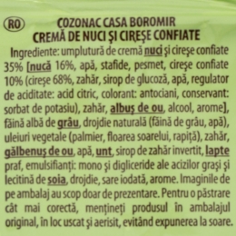 Cozonac cremă de nuci și cireșe confiate 550g