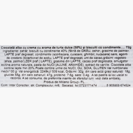 Baton de ciocolată albă cu turtă dulce și biscuiți cu condimente 72g