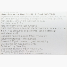 Sos sriracha hot chilli 215ml
